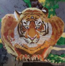 Крадущийся тигр, Акрил, холст 80х80 см, 2014